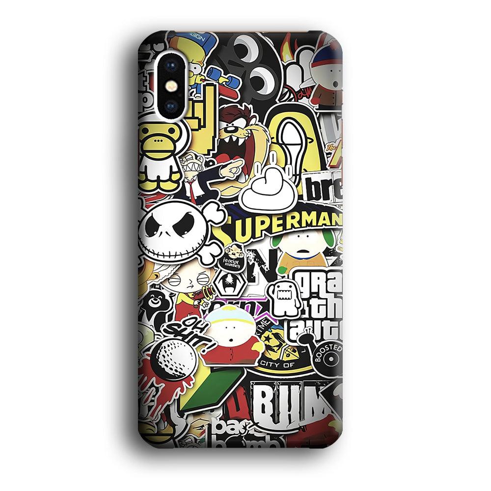 Doodle Art 014 iPhone Xs Max Case-Plastic / Full Wrap (3D Case)-Xtracase