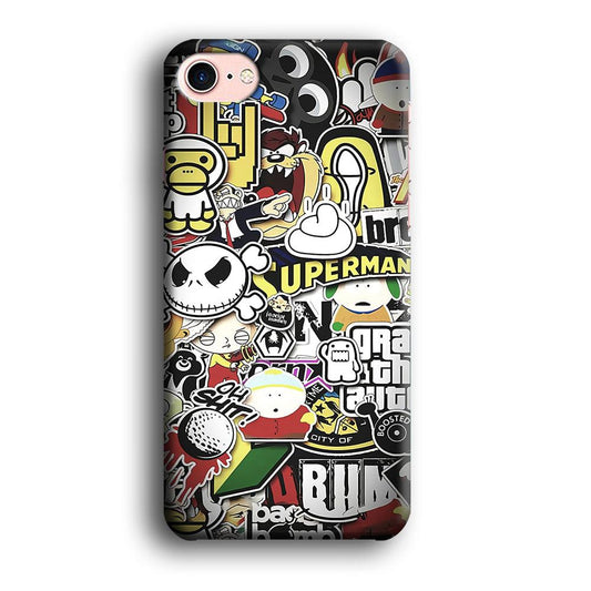 Doodle Art 014 iPhone 8 Case-Plastic / Full Wrap (3D Case)-Xtracase