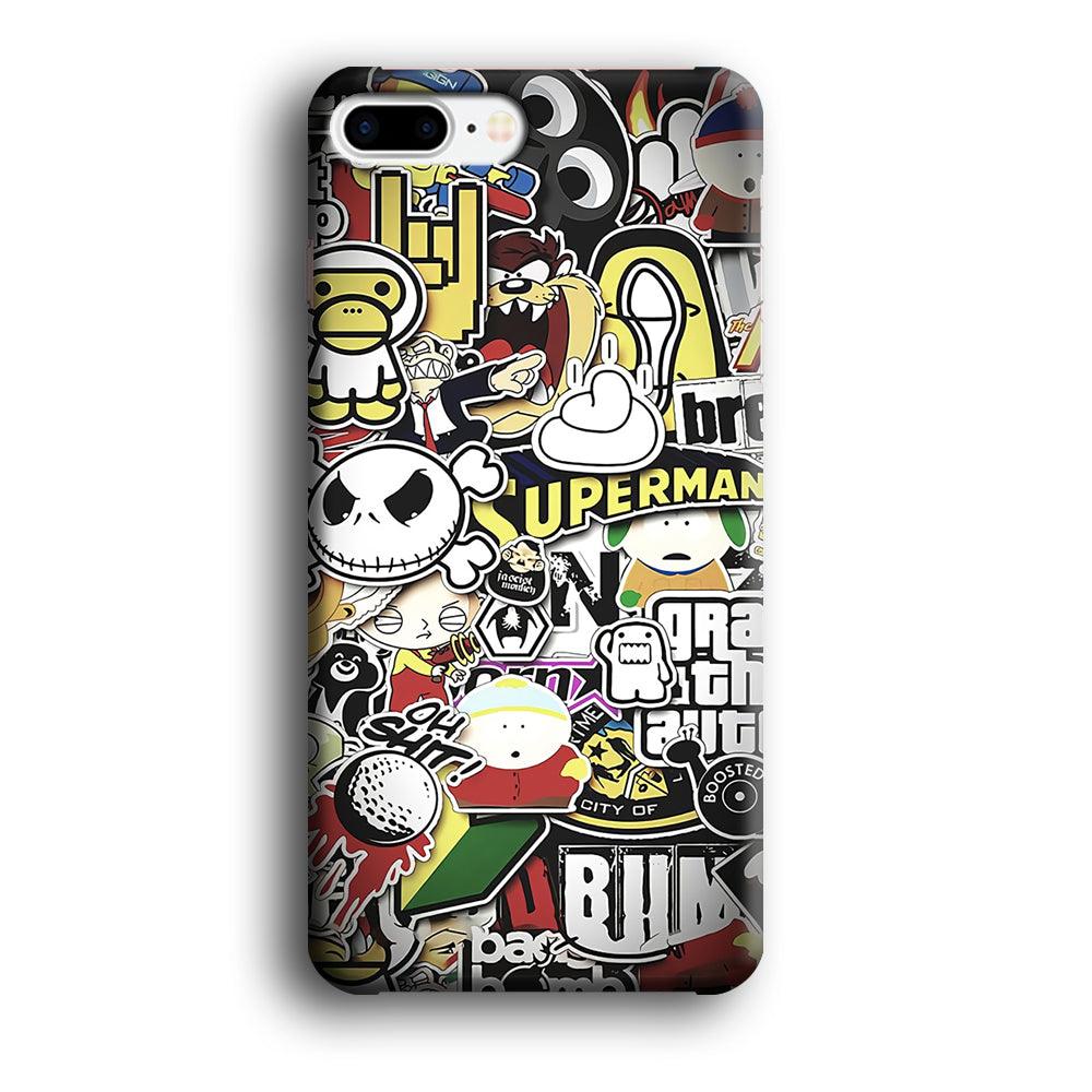Doodle Art 014 iPhone 8 Plus Case-Plastic / Full Wrap (3D Case)-Xtracase