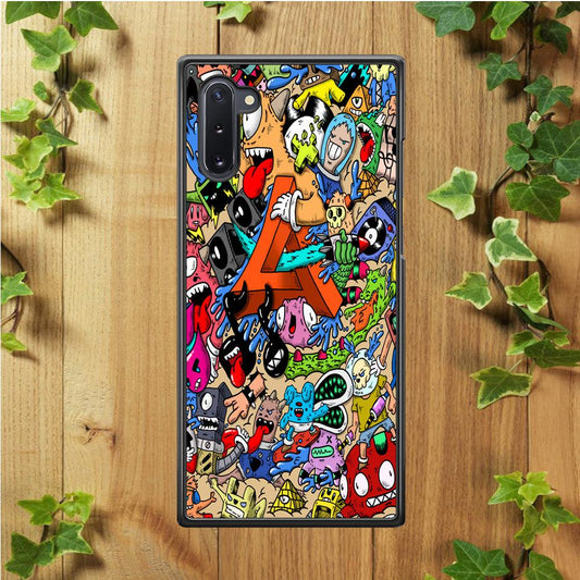 Doodle Art Unique Monsters Samsung Galaxy Note 10 Case-Rubber / Black (2D Case)-Xtracase