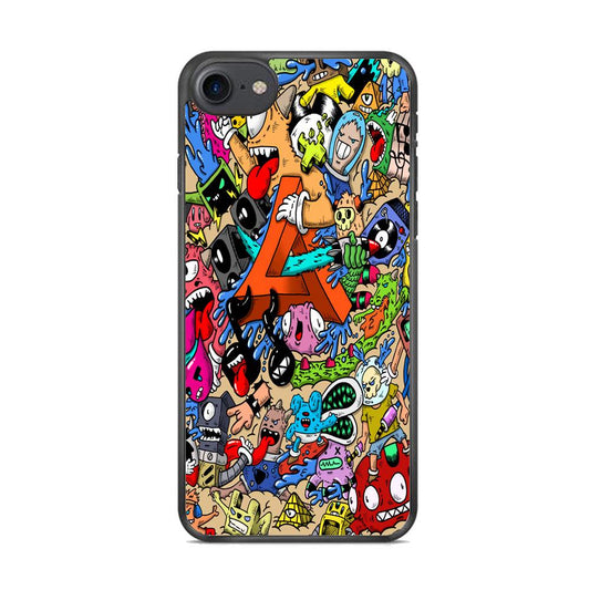 Doodle Art Unique Monsters iPhone 8 Case-Rubber / Black (2D Case)-Xtracase