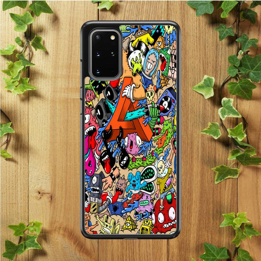 Doodle Art Unique Monsters Samsung Galaxy S20 Plus Case-Rubber / White (2D Case)-Xtracase