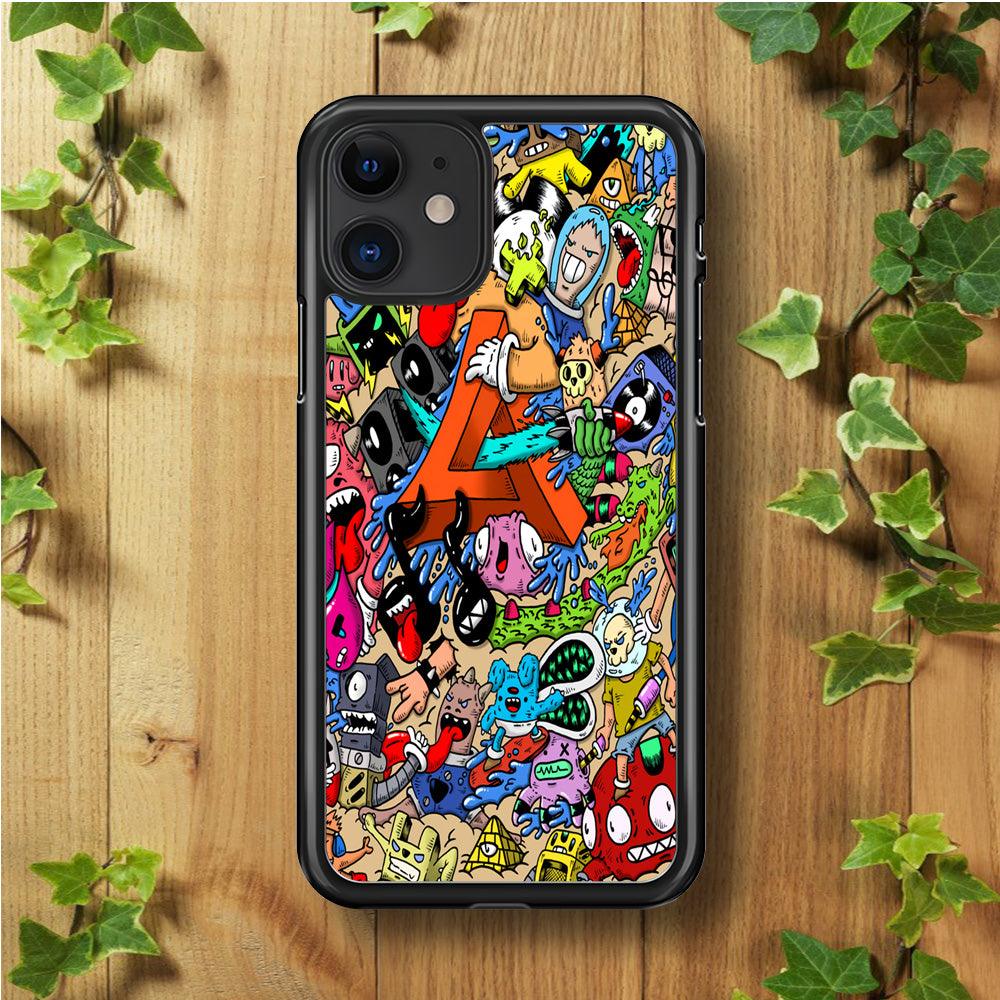 Doodle Art Unique Monsters iPhone 11 Case-Rubber / Black (2D Case)-Xtracase