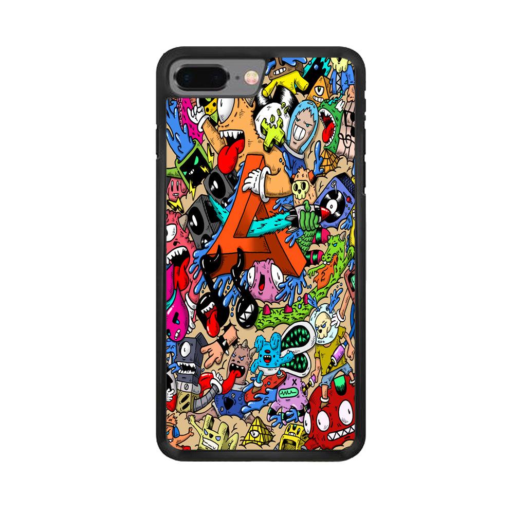 Doodle Art Unique Monsters iPhone 7 Plus Case-Rubber / Black (2D Case)-Xtracase