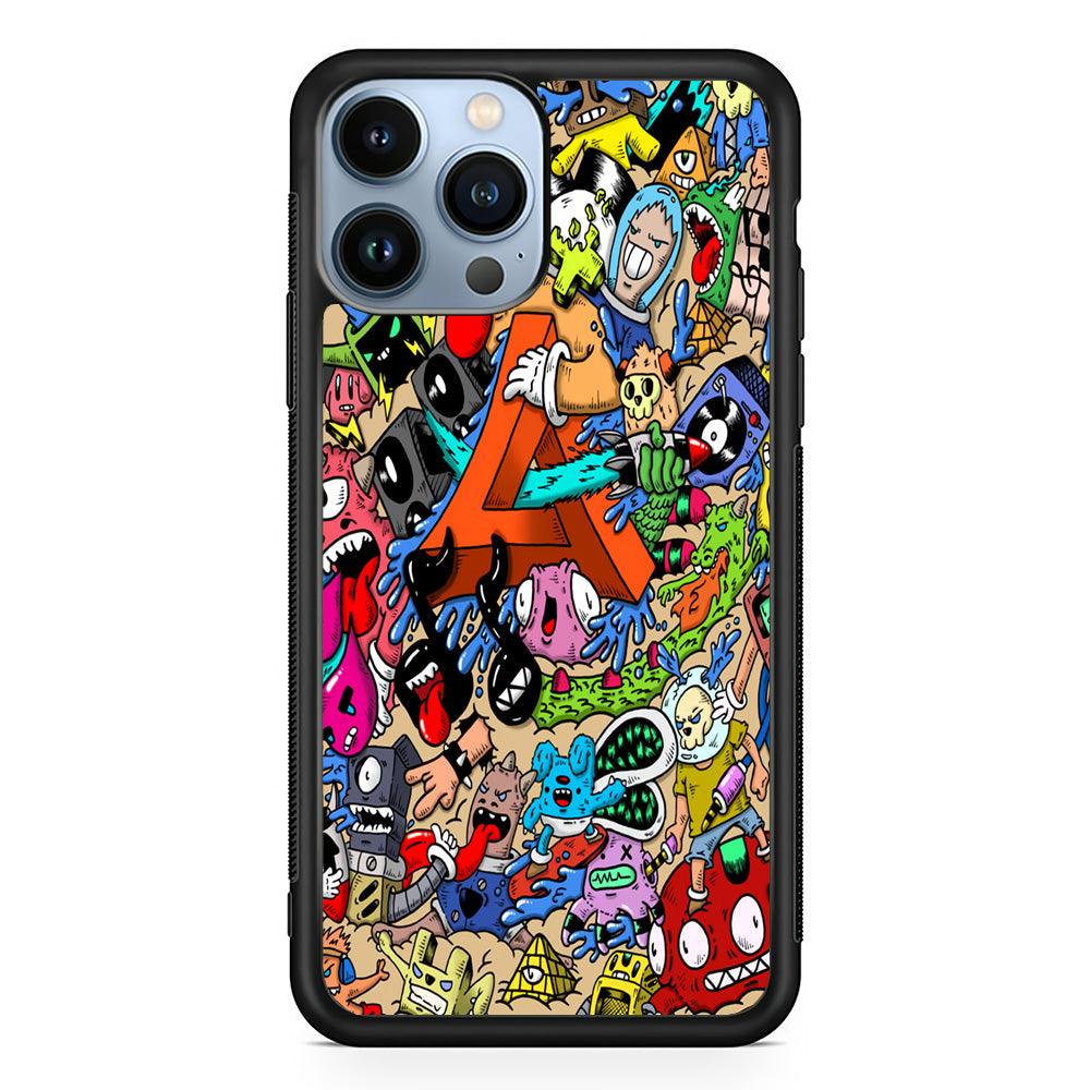 Doodle Art Unique Monsters iPhone 13 Pro Case-Rubber / Black (2D Case)-Xtracase