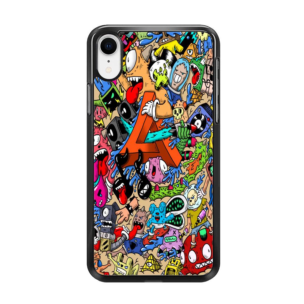 Doodle Art Unique Monsters iPhone XR Case-Rubber / Black (2D Case)-Xtracase