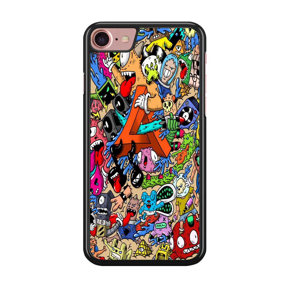 Doodle Art Unique Monsters iPhone SE 2020 Case-Rubber / Black (2D Case)-Xtracase