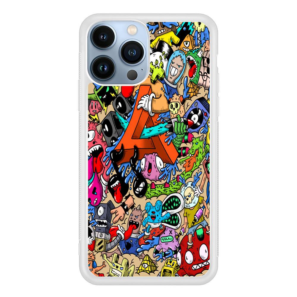 Doodle Art Unique Monsters iPhone 13 Pro Case-Rubber / White (2D Case)-Xtracase