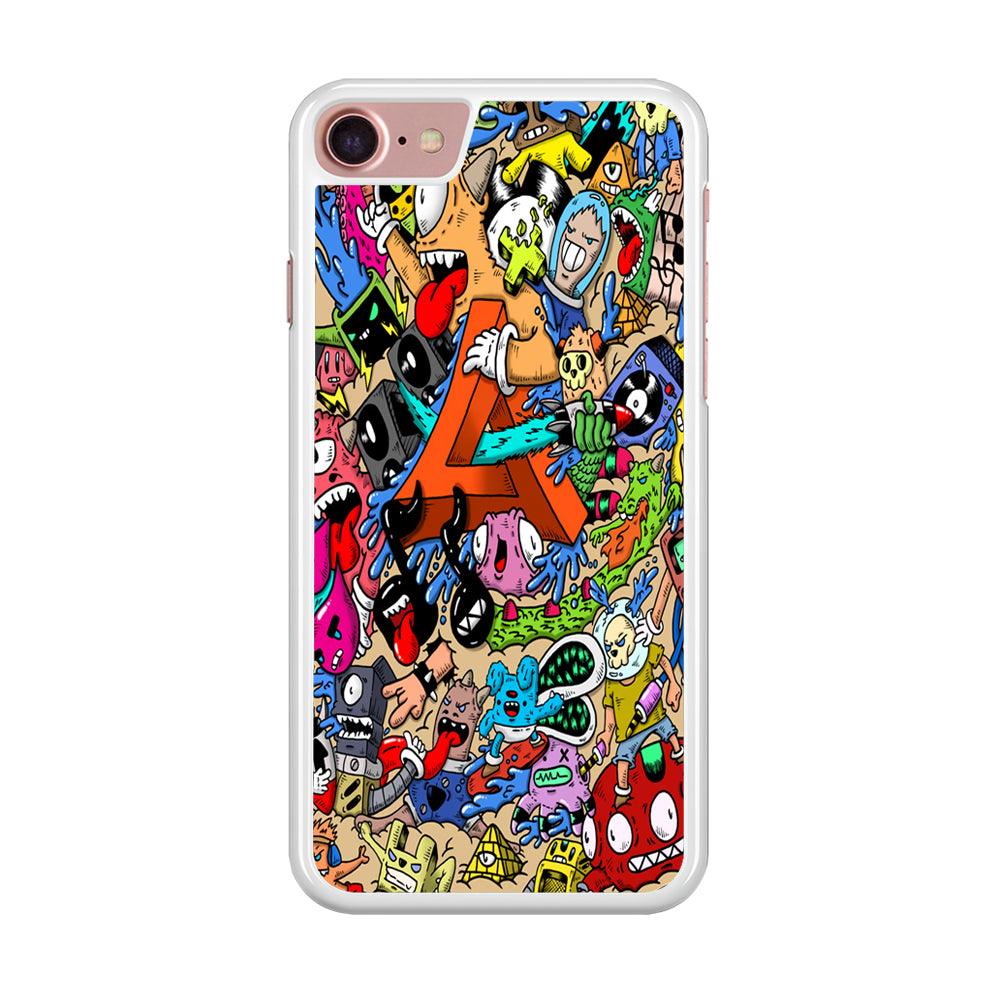 Doodle Art Unique Monsters iPhone SE 2020 Case-Rubber / White (2D Case)-Xtracase