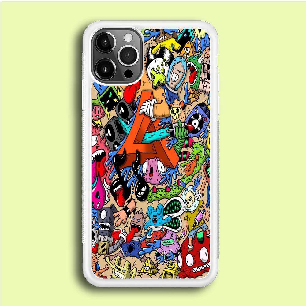 Doodle Art Unique Monsters iPhone 12 Pro Case-Rubber / White (2D Case)-Xtracase