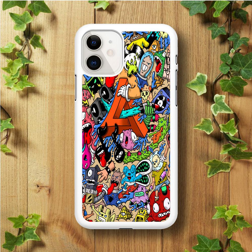 Doodle Art Unique Monsters iPhone 11 Case-Rubber / White (2D Case)-Xtracase