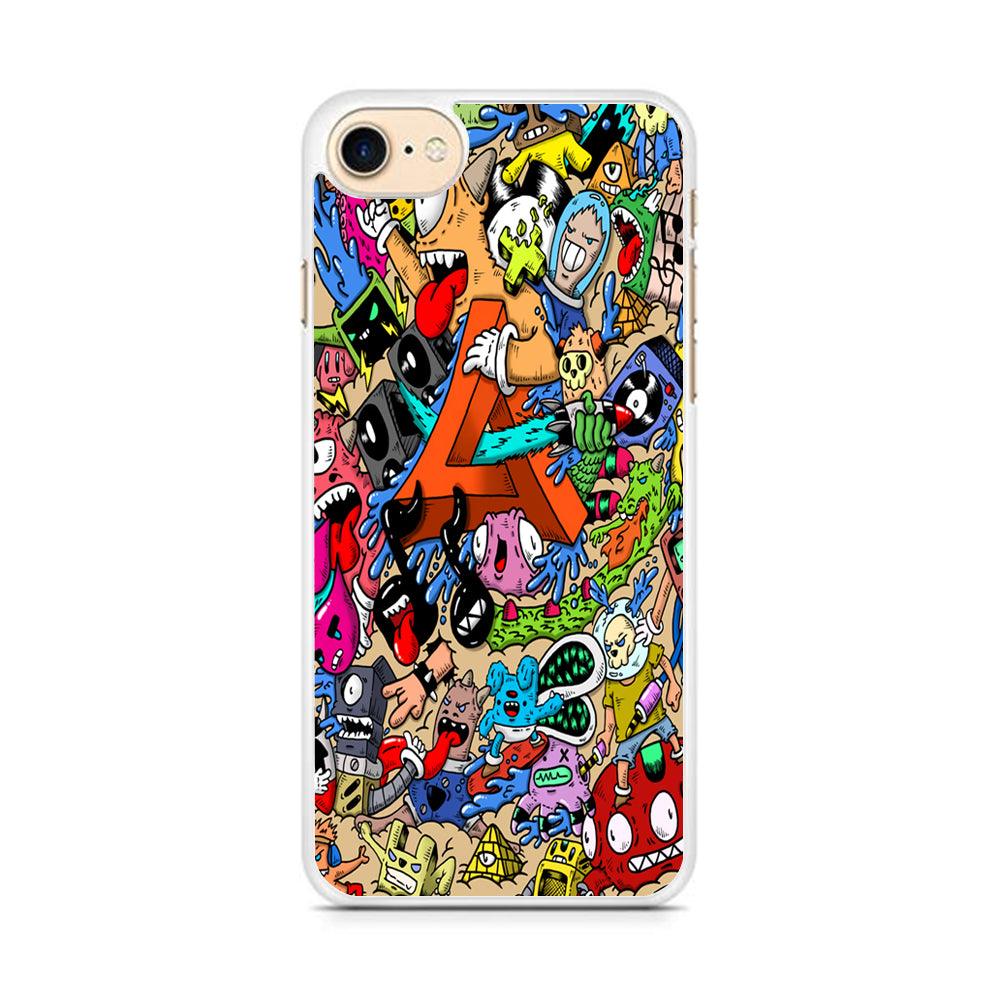 Doodle Art Unique Monsters iPhone 8 Case-Rubber / White (2D Case)-Xtracase
