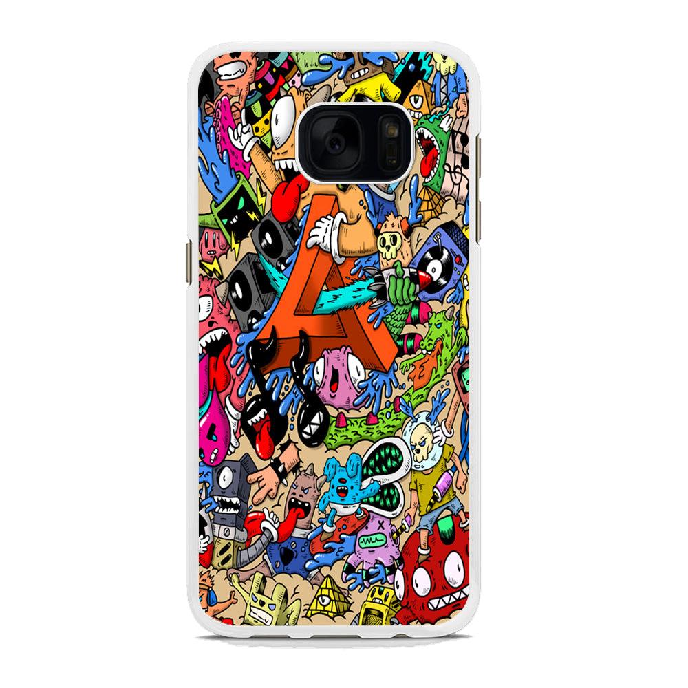Doodle Art Unique Monsters Samsung Galaxy S7 Edge Case-Rubber / White (2D Case)-Xtracase