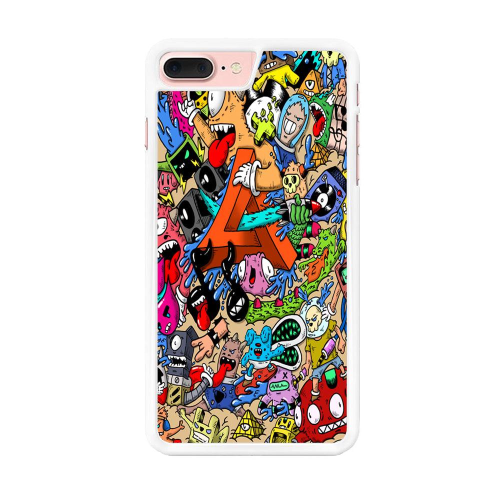 Doodle Art Unique Monsters iPhone 8 Plus Case-Rubber / White (2D Case)-Xtracase