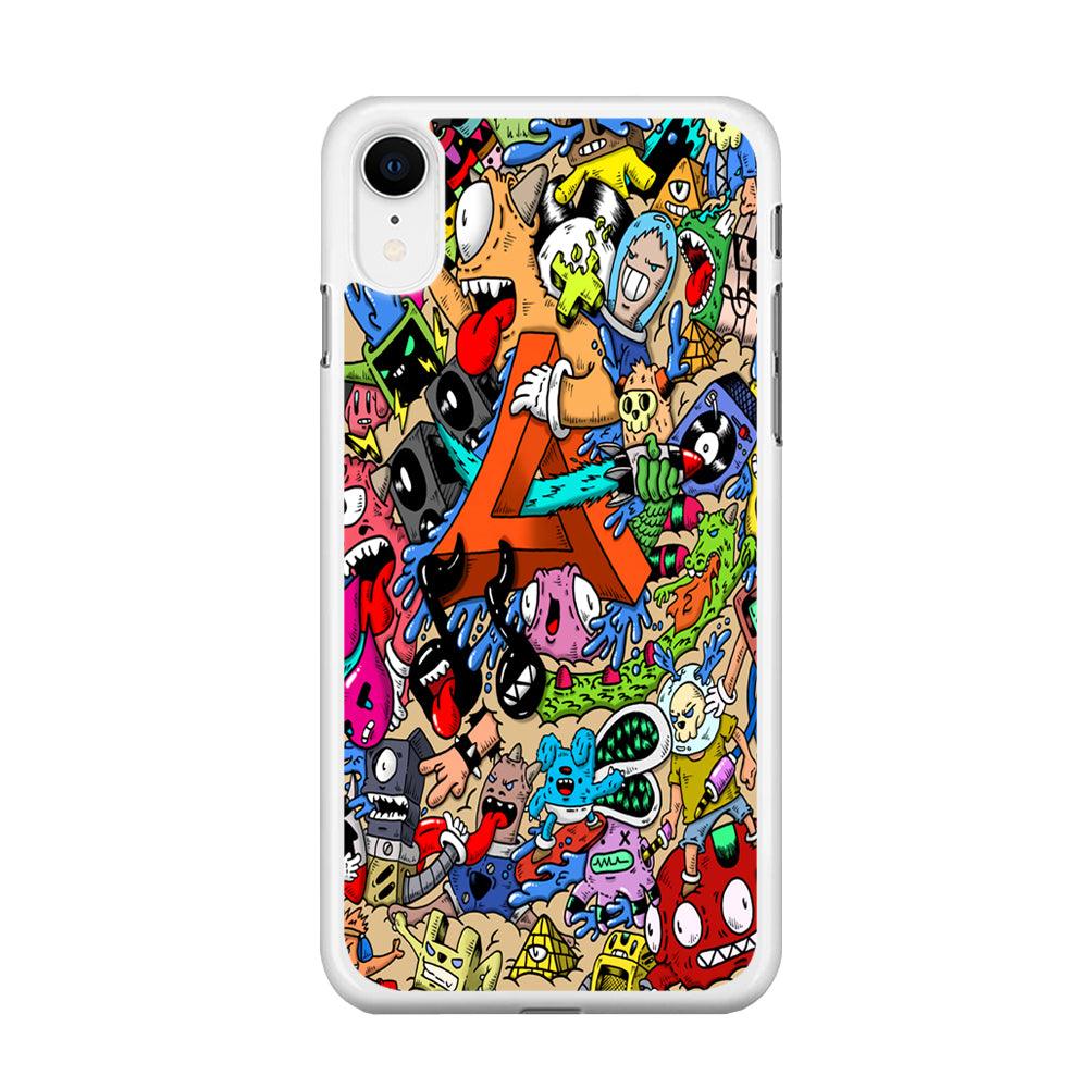 Doodle Art Unique Monsters iPhone XR Case-Rubber / White (2D Case)-Xtracase