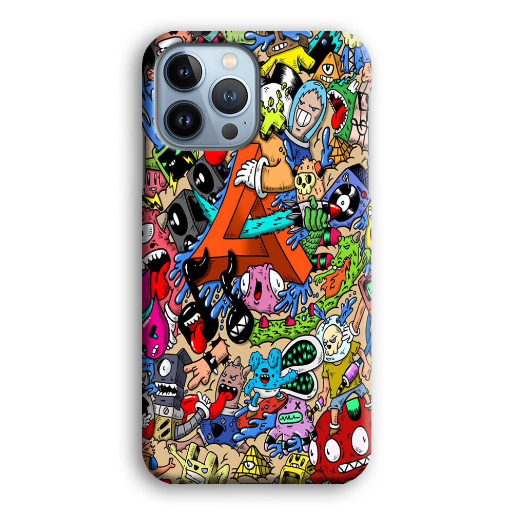 Doodle Art Unique Monsters iPhone 13 Pro Case-Plastic / Full Wrap (3D Case)-Xtracase