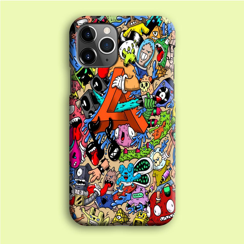 Doodle Art Unique Monsters iPhone 12 Pro Case-Plastic / Full Wrap (3D Case)-Xtracase