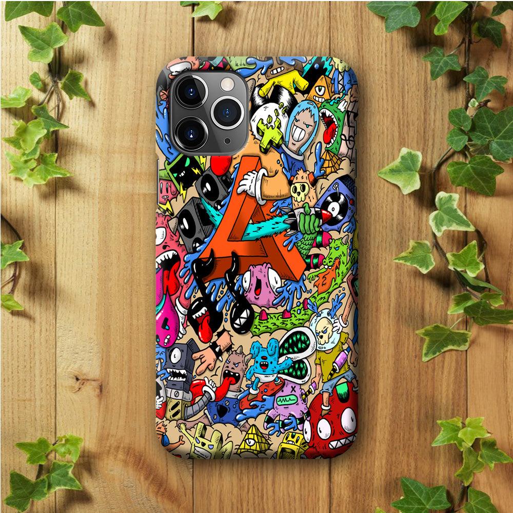 Doodle Art Unique Monsters iPhone 11 Pro Max Case-Plastic / Full Wrap (3D Case)-Xtracase