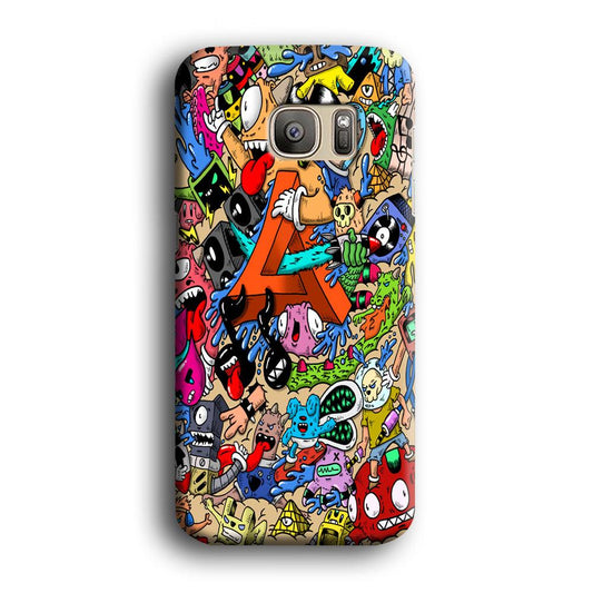 Doodle Art Unique Monsters Samsung Galaxy S7 Edge Case-Plastic / Full Wrap (3D Case)-Xtracase