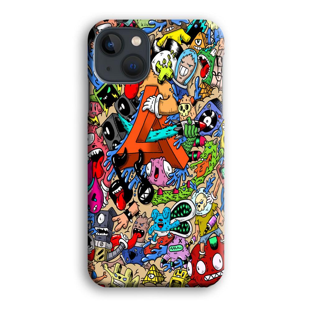 Doodle Art Unique Monsters iPhone 13 Mini Case-Plastic / Full Wrap (3D Case)-Xtracase