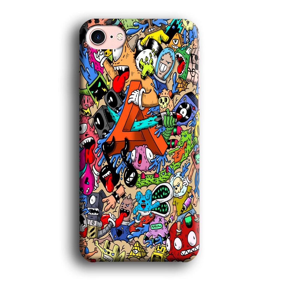 Doodle Art Unique Monsters iPhone SE 2020 Case-Plastic / Full Wrap (3D Case)-Xtracase