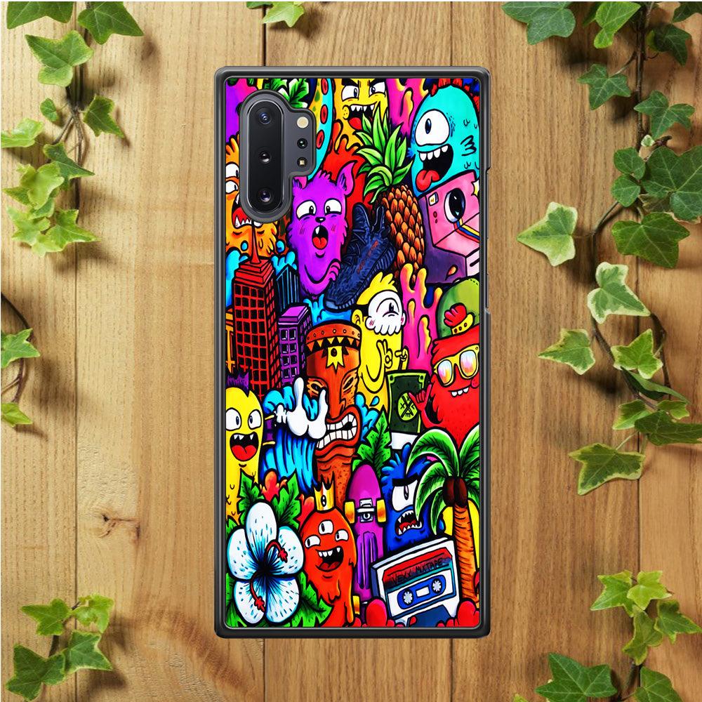 Doodle Cute Monsters Samsung Galaxy Note 10 Plus Case-Rubber / White (2D Case)-Xtracase