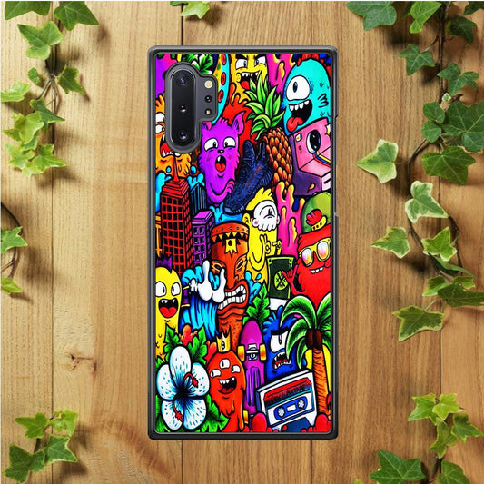 Doodle Cute Monsters Samsung Galaxy Note 10 Plus Case-Rubber / White (2D Case)-Xtracase