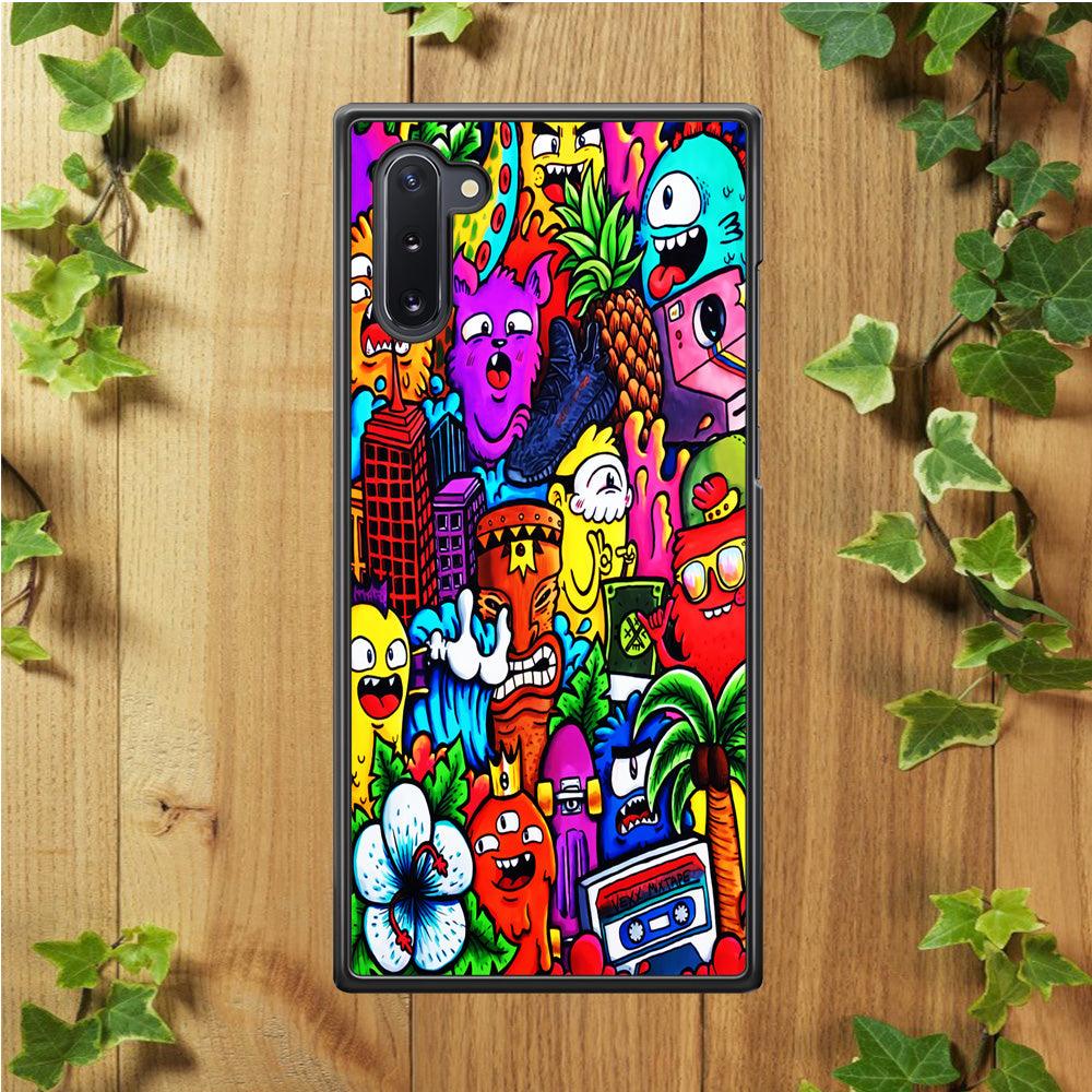 Doodle Cute Monsters Samsung Galaxy Note 10 Case-Rubber / White (2D Case)-Xtracase