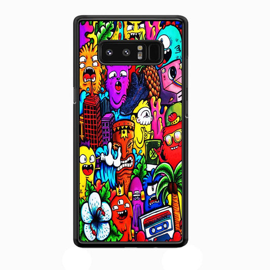 Doodle Cute Monsters Samsung Galaxy Note 8 Case-Rubber / Black (2D Case)-Xtracase