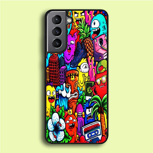 Doodle Cute Monsters Samsung Galaxy A16 Case-Rubber / Black (2D Case)-Xtracase