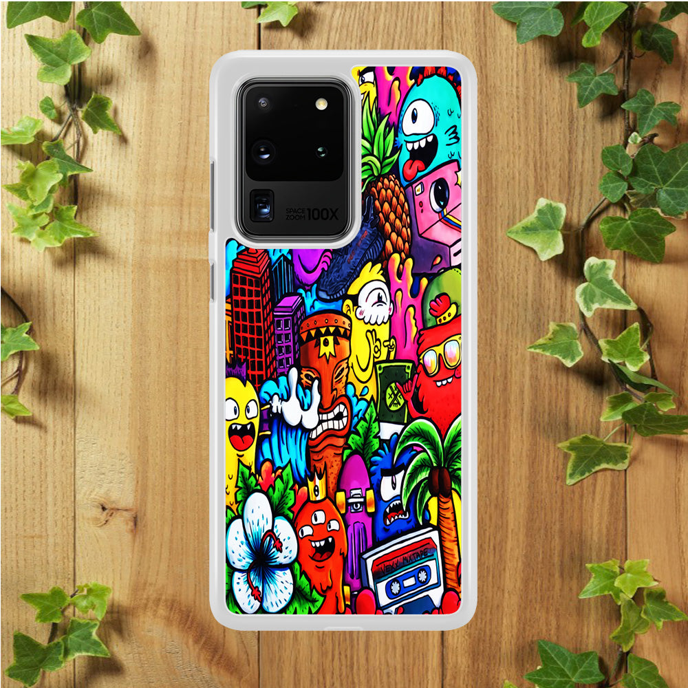 Doodle Cute Monsters Samsung Galaxy S20 Ultra Case
