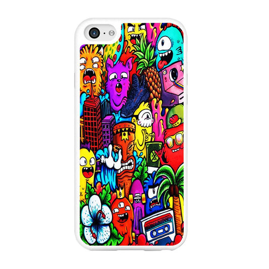 Doodle Cute Monsters iPhone 6 | 6s Case-Rubber / White (2D Case)-Xtracase