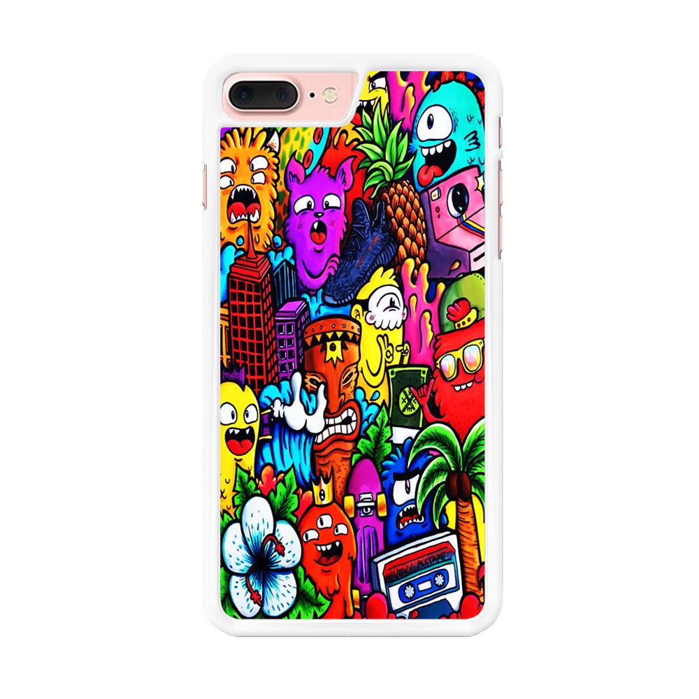 Doodle Cute Monsters iPhone 8 Plus Case-Rubber / White (2D Case)-Xtracase