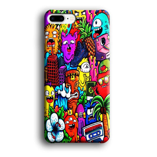 Doodle Cute Monsters iPhone 8 Plus Case-Plastic / Full Wrap (3D Case)-Xtracase