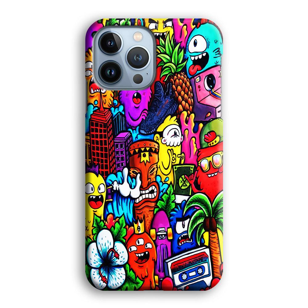 Doodle Cute Monsters iPhone 13 Pro Case-Plastic / Full Wrap (3D Case)-Xtracase