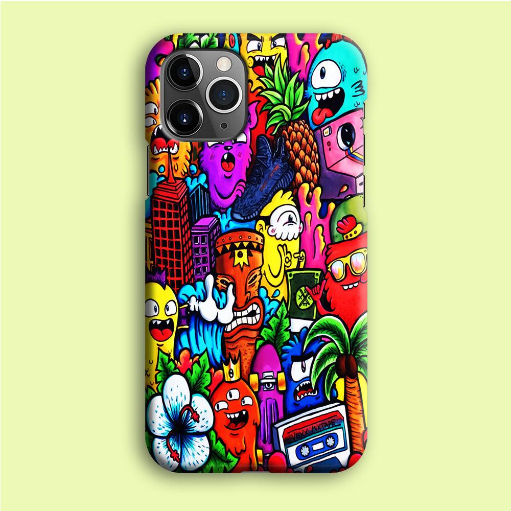 Doodle Cute Monsters iPhone 12 Pro Case-Plastic / Full Wrap (3D Case)-Xtracase