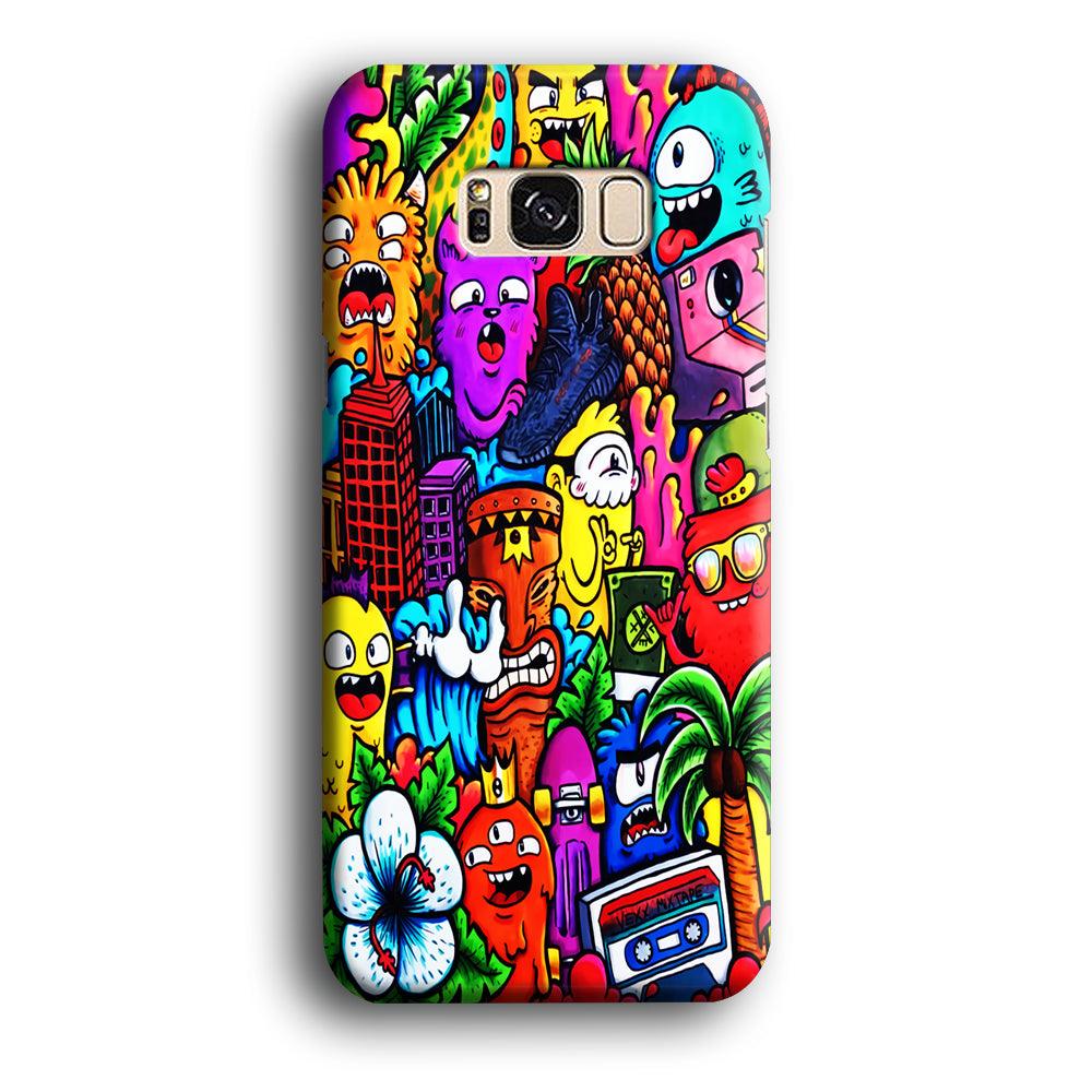 Doodle Cute Monsters Samsung Galaxy S8 Case-Plastic / Full Wrap (3D Case)-Xtracase