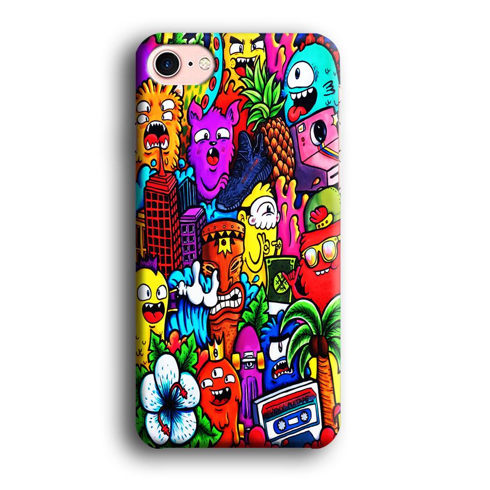 Doodle Cute Monsters iPhone 7 Case-Plastic / Full Wrap (3D Case)-Xtracase