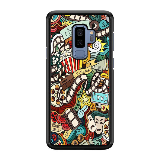 Doodle Movie Cinema Samsung Galaxy S9 Plus Case-Rubber / White (2D Case)-Xtracase
