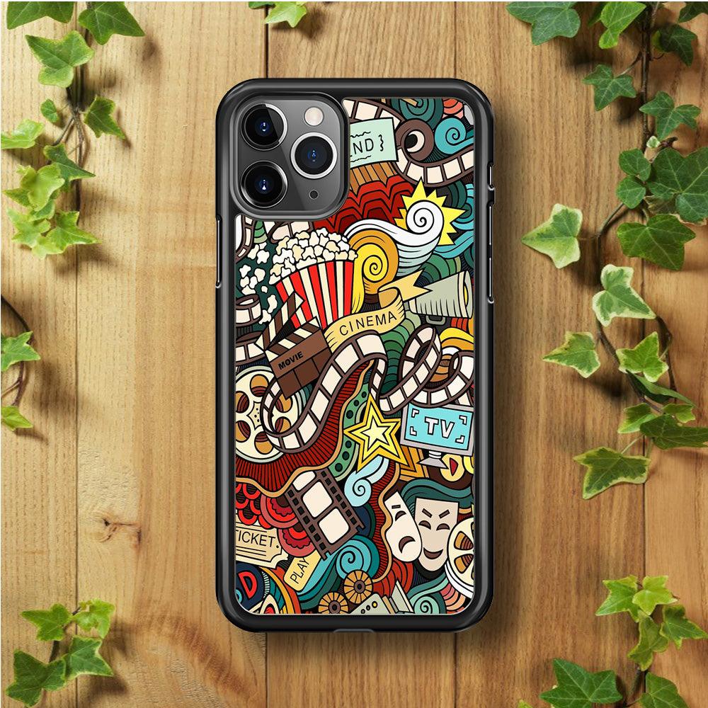 Doodle Movie Cinema iPhone 11 Pro Case-Rubber / Black (2D Case)-Xtracase