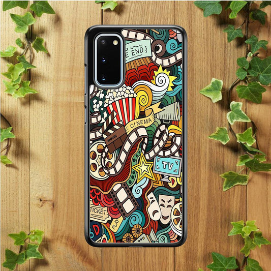 Doodle Movie Cinema Samsung Galaxy S20 Case-Rubber / Black (2D Case)-Xtracase