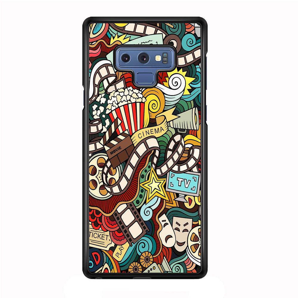 Doodle Movie Cinema Samsung Galaxy Note 9 Case-Rubber / White (2D Case)-Xtracase