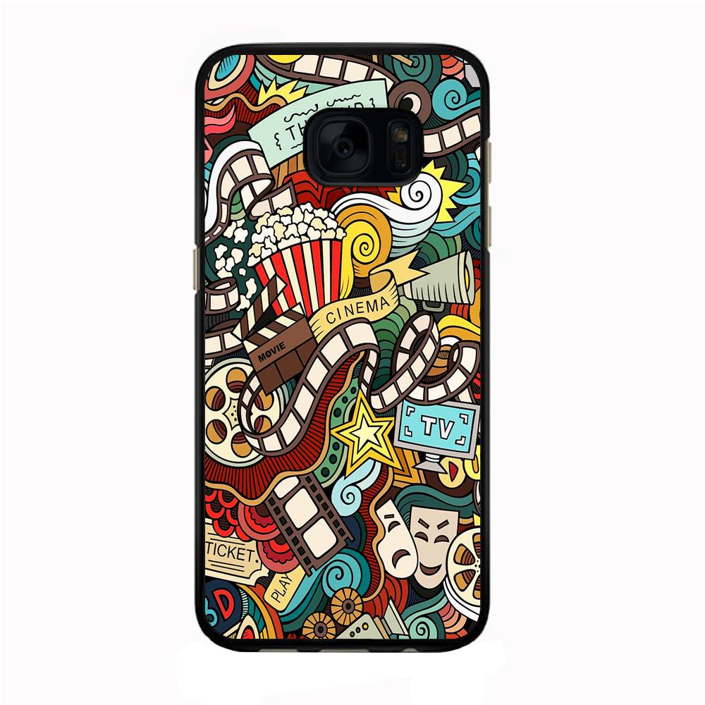 Doodle Movie Cinema Samsung Galaxy S7 Edge Case-Rubber / Black (2D Case)-Xtracase