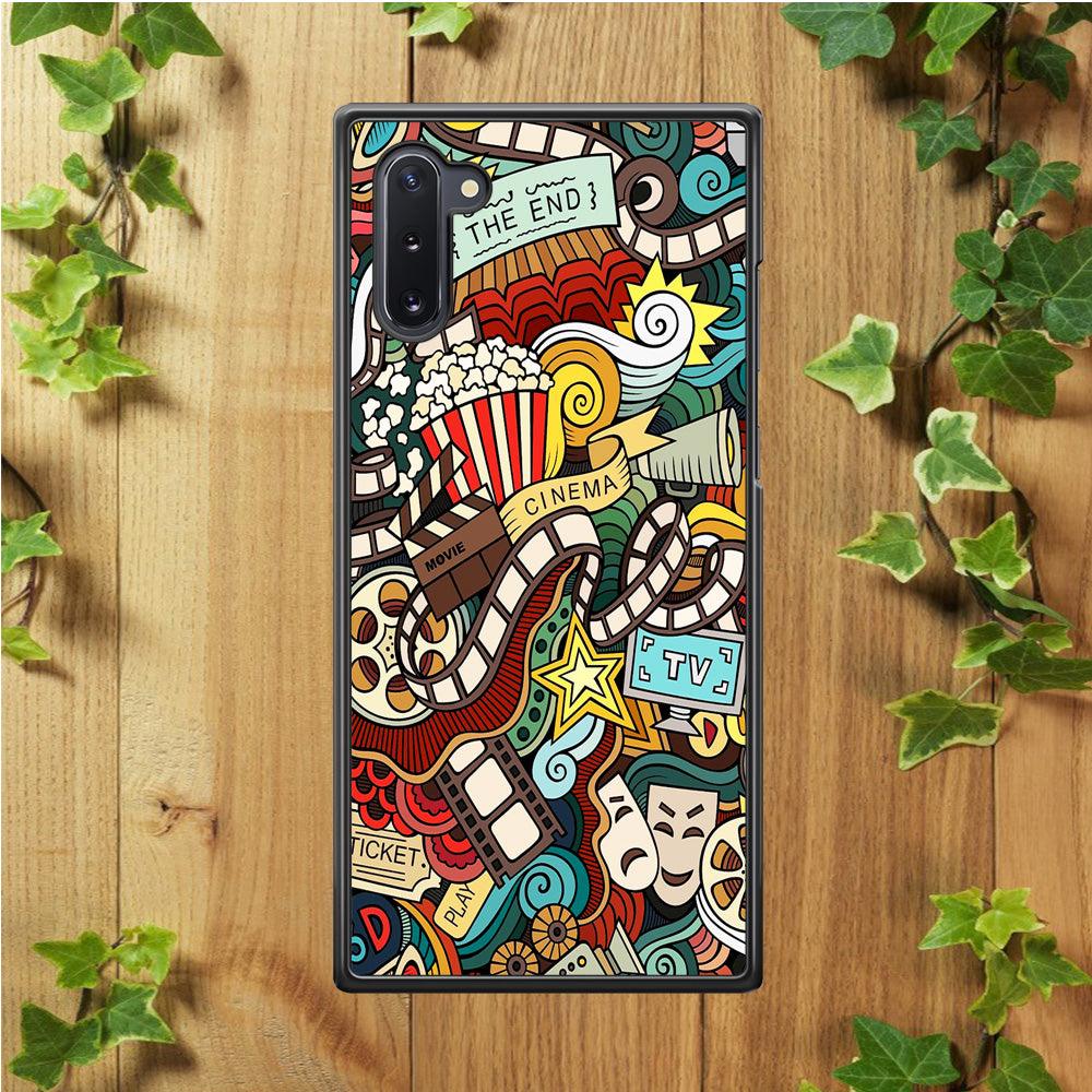 Doodle Movie Cinema Samsung Galaxy Note 10 Case-Rubber / White (2D Case)-Xtracase