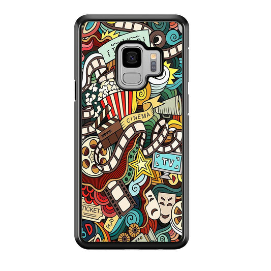 Doodle Movie Cinema Samsung Galaxy S9 Case-Rubber / White (2D Case)-Xtracase