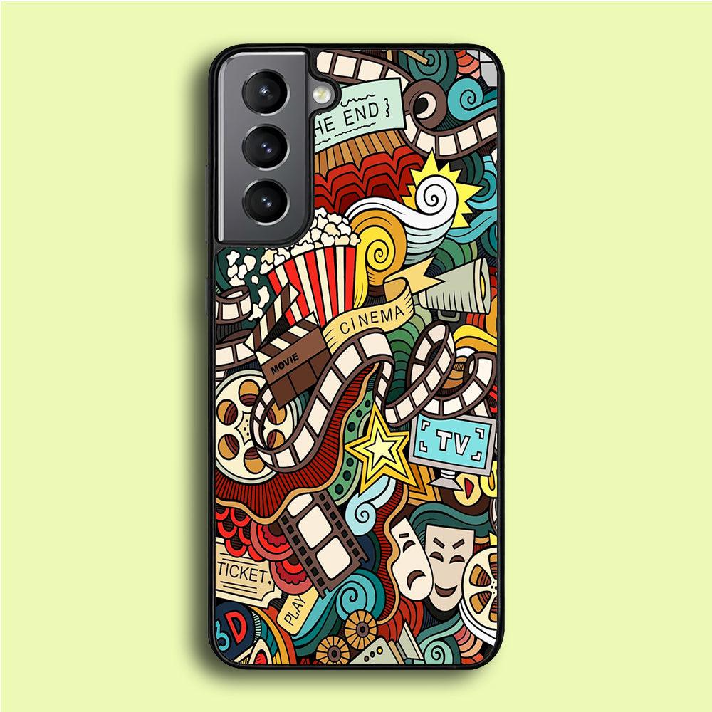 Doodle Movie Cinema Samsung Galaxy S21 Plus Case-Rubber / Black (2D Case)-Xtracase