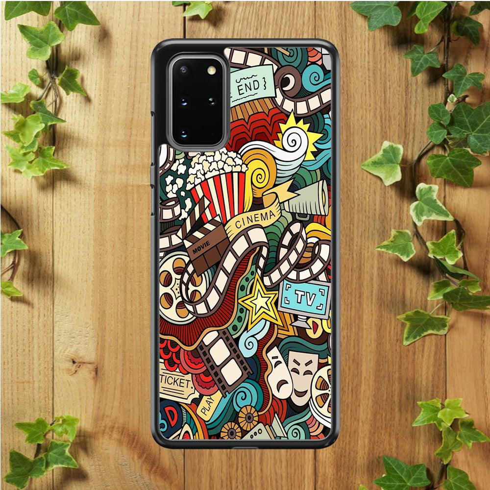 Doodle Movie Cinema Samsung Galaxy S20 Plus Case-Rubber / Black (2D Case)-Xtracase