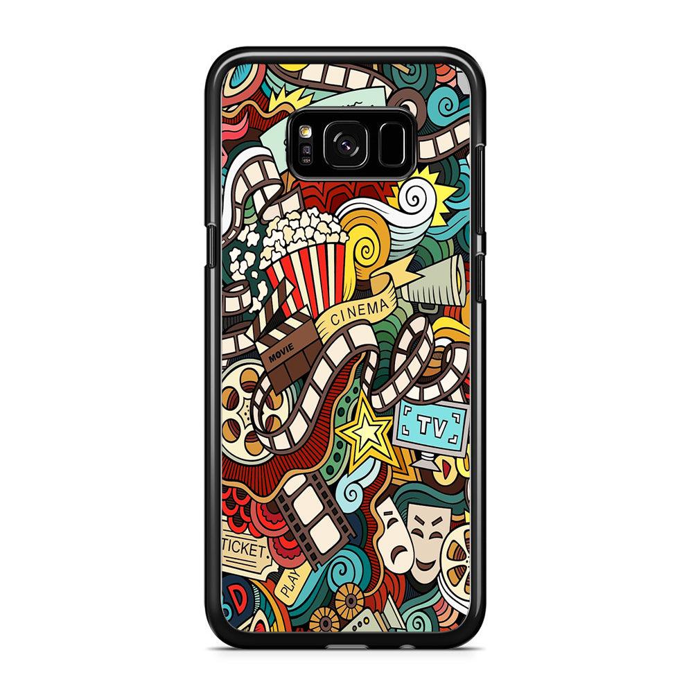 Doodle Movie Cinema Samsung Galaxy S8 Case-Rubber / Black (2D Case)-Xtracase