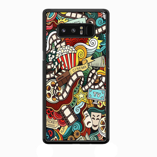 Doodle Movie Cinema Samsung Galaxy Note 8 Case-Rubber / White (2D Case)-Xtracase