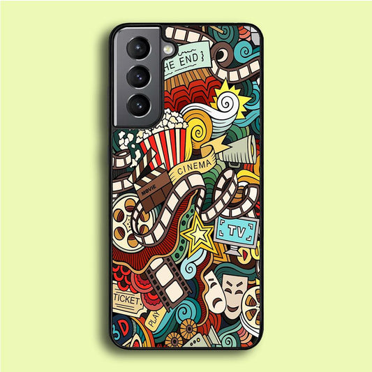 Doodle Movie Cinema Samsung Galaxy A16 Case-Rubber / Black (2D Case)-Xtracase